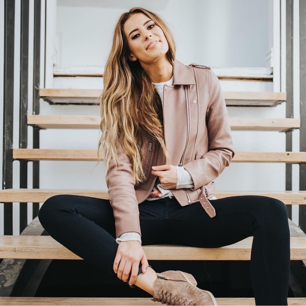 The Maudlin Leather Jacket in Mauve, Noisy May brand from The Stockplace